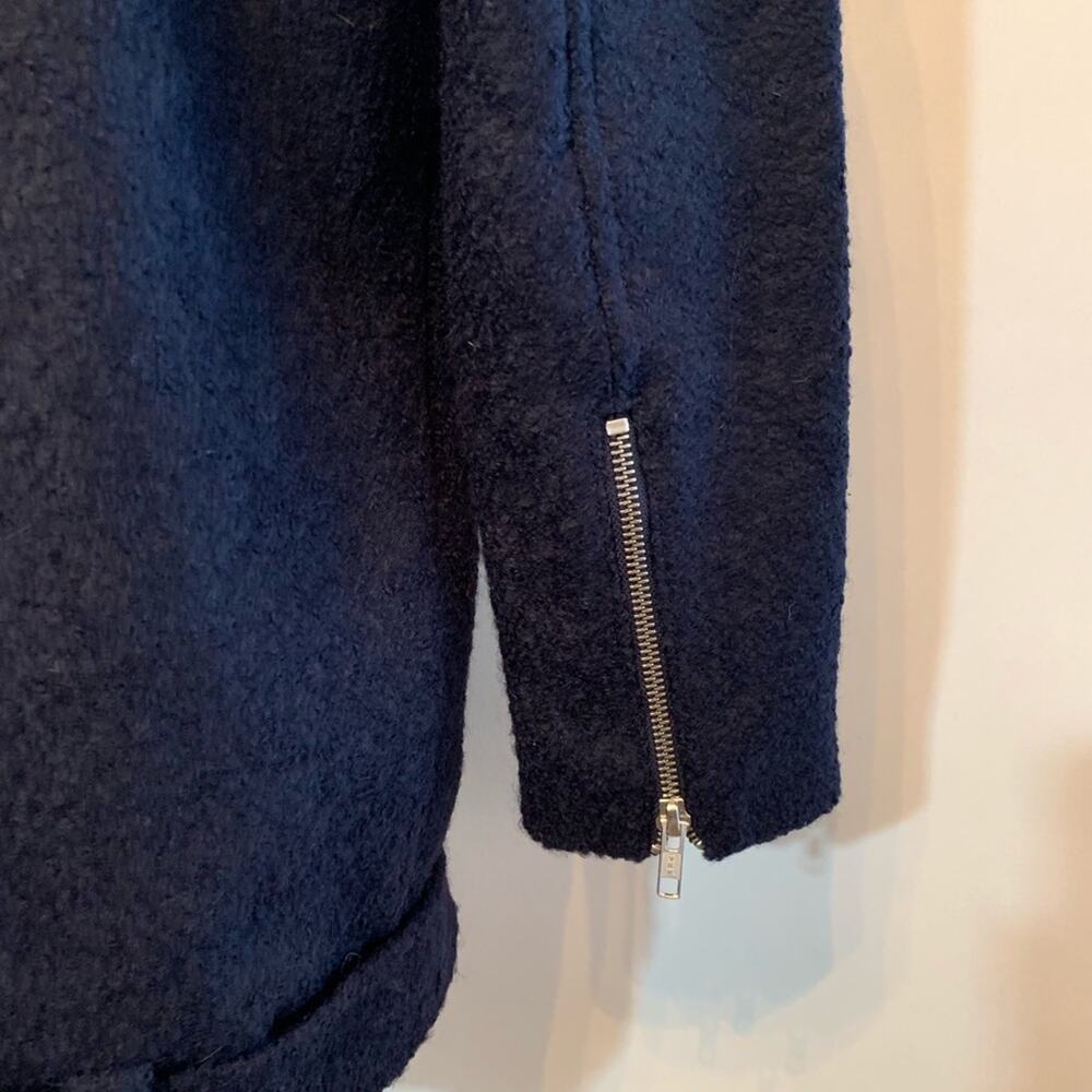 The Kooples navy blue wool blend moto biker coat size 34 or Extra Small XS - Picture 9 of 16
